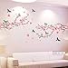 WandSticker4U® - XXL naklejka ścienna kwiat wisi z ptakami I obrazy ścienne: 250 x 150 cm I tatuaż ścienny kwiaty różowe gałązki wiśni I dekoracja ścienna do salonu, sypialni, pokoju dziecięcego, korytarza, kuchni, duża