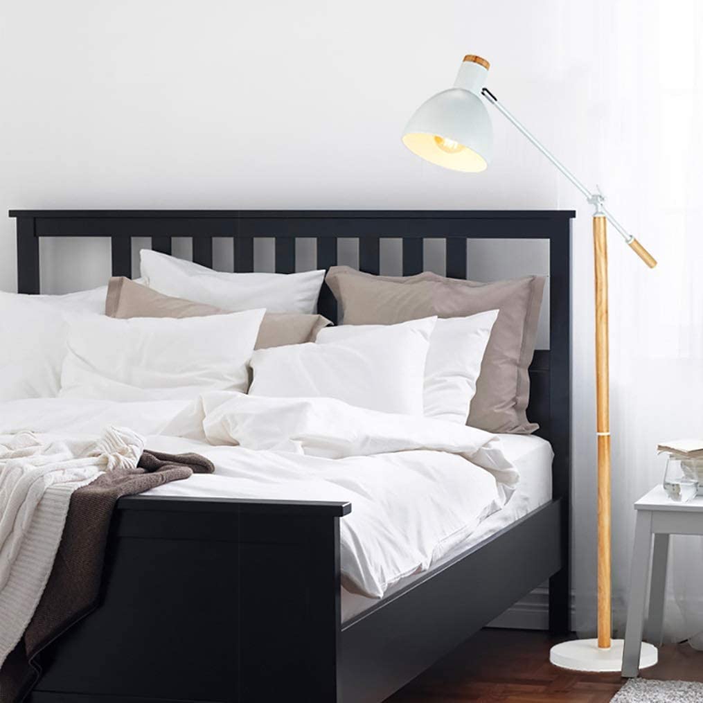 Piantana Lampada da Terra con Braccio Oscillante in Legno Lampada da Terra Moderna con Paralume in Metallo Lampade da Lettura Orientabili per Soggiorno Camera da Letto Lampada Soggiorno