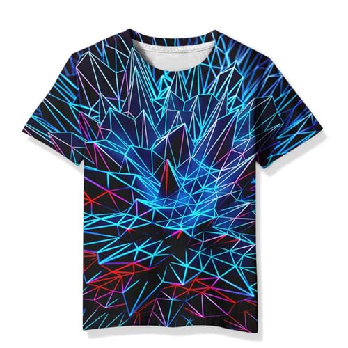 Image of Linnhoy Kids 3D Print Fashion Graphic T-Shirts for Boys Girls 6-16 Years | Unisex Colorful Short Sleeve, Crewneck, Breathable Fabric, Suitable for Daily Sport Festival Wear
