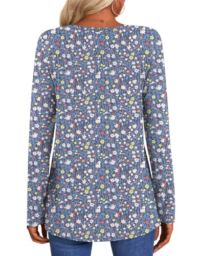 HOTGIFT 2025 Womens Tops Long Sleeve Shirts Casual Fall Winter Tunics Pleated V Neck Fashion4