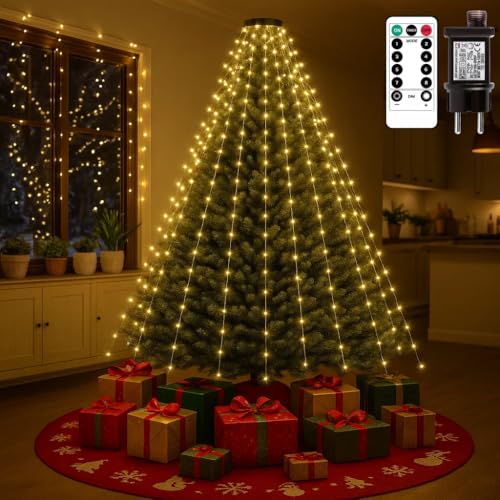 Christbaumbeleuchtung mit Ring, 400LED Lichterkette Weihnachtsbaum,...