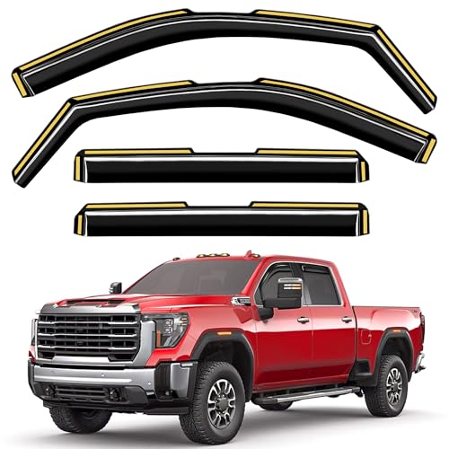 Image of Rain Guards for Chevy Silverado /GMC Sierra 2500HD 3500HD Crew Cab 2020-2026 | Saleago,in-Channel,Extra-Thick,Extra Durable,Window Visors,Window Deflectors,Vent Visors,Vent Shades,Truck Accessories,PC