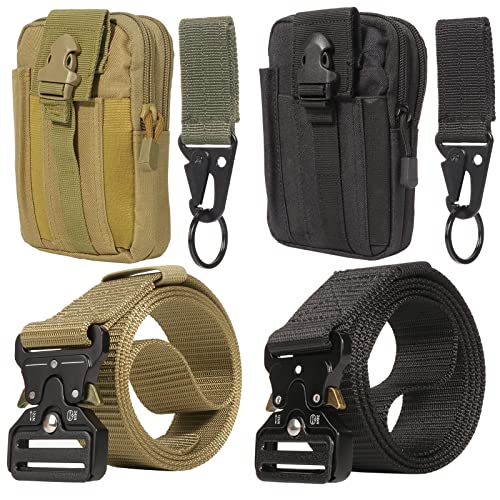 KEESIN 2 PCS Tactical Belt & Molle Pouch & Snap Hook 49'x1.5'...