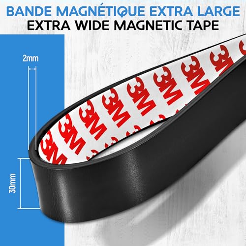 EFFEKTWERK Rouleau de ruban magnétique (6 mètre), bandes magnétiques extra épaisses et larges avec support autocollant solide, facile à couper et à coller sur des surfaces planes – vue 6
