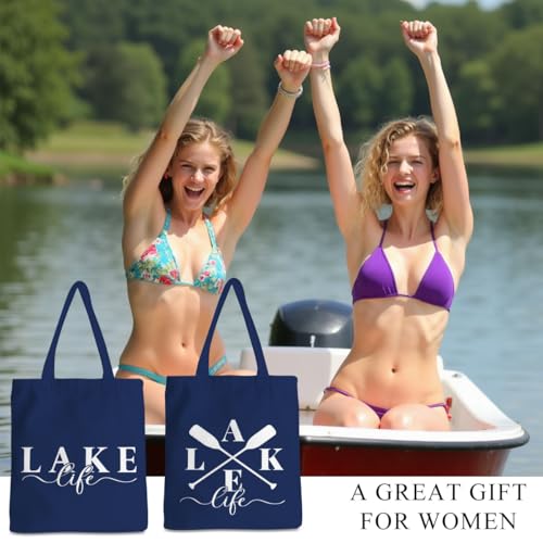 Lake Life Tote Bags for Women | Water-Resistant Beach Totes | Lake House Gifts for Mom/Wife2
