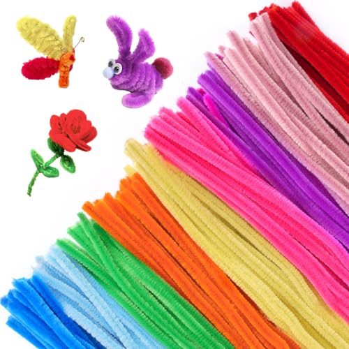 200 Stück Pfeifenreiniger Blumen Set Pfeifenputzer zum Basteln 10 Farben Pfeifenreiniger Bastelset 30cm Lang Pfeifenreiniger Chenilledraht Bunt Bastelset Pipe Cleaner für DIY Projekte Bastelzubehör