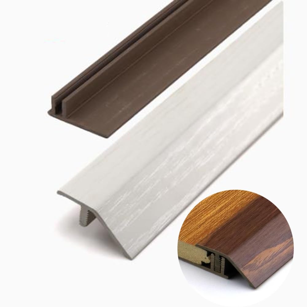 Luysmengeu White Laminate Floor Transition Strip，35.4In/90Cm Pvc Threshold Strip，Threshold Reducer With Base，Cuttable Carpet Floor Edge Binding Threshold Strip