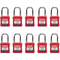 Candado De Bloqueo Rojo HOLULO 10pack Candado de seguridad, Cerraduras de bloqueo y etiquetado, Clave diferente,Rojo
