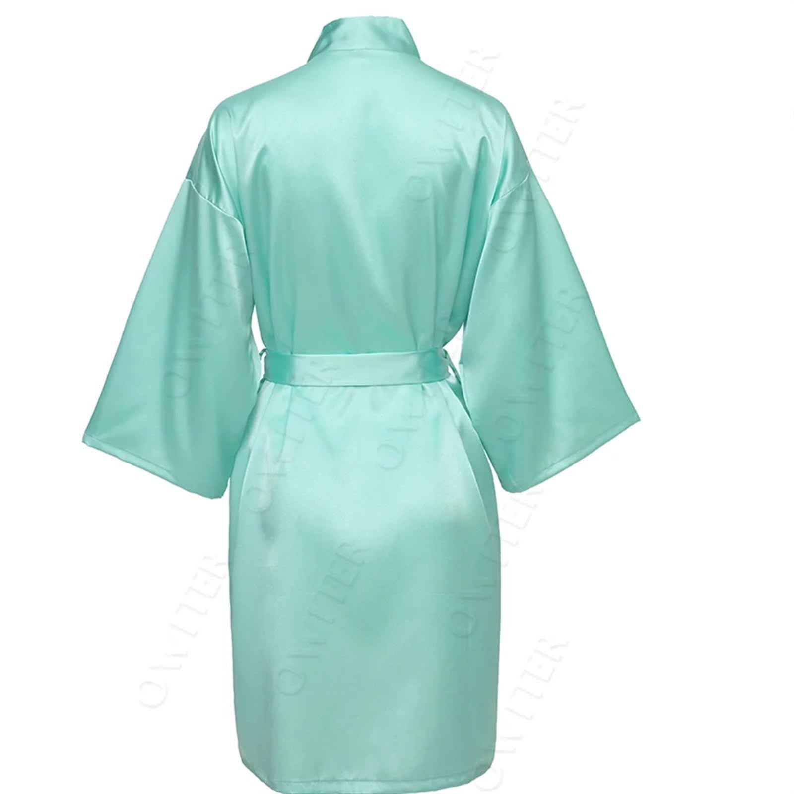 Peignoir Satin Femme Robes de demoiselle d'honneur Robe de mariée courte Robe en Satin femmes Robe de mariée peignoir vêtements de nuit Robe de chambre grande taille ceinture(Mint,Customize your text)