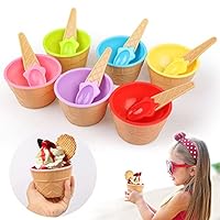 Yisscen Eisbecher Schlemmer EIS-Schalen, 6 Stück Dessert Schalen, Mehrere Farben Desserttasse, Eisbecher Dish Cups, DIY-Eiscreme, Obst, Weihnachten, Party Eisschalen Set(mit 6 Löffel)