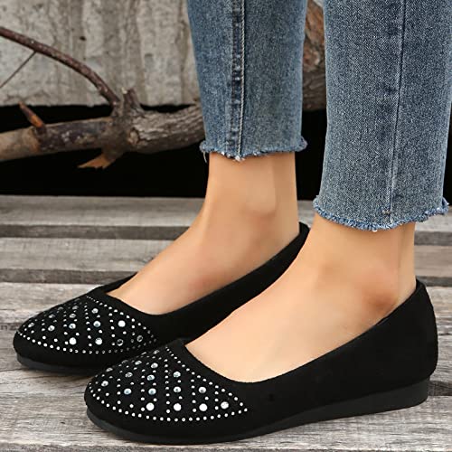 Women's Elegant Rhinestone Flats Pointed Toe Walking Shoes Comfortable Slip On Casual Work Dress Flats Shoes Soft Office Cute Flats3