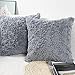 NIULAA 2er Set Sanft Plüsch Wolle Samt Kissenbezug 40x40 cm Deko Kissenbezüge Kunstfell Kissenhülle Grau Luxus Zierkissen Sofakissen Flauschig Kissen für Sofa Wohnzimmer Schlafzimmer