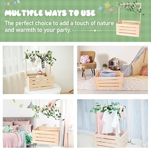 Wooden Baby Shower Crate Closet, Baby Basket with Hangers, Letters, Leaf Eucalyptus Rattan, and String Lights, Storage Crate Hamper, Baby Personailzed Basket for Pregnancy New Parent Wooden Baby Shower Crate Closet Baby Basket with Hangers Letters Leaf Eucalyptus Rattan and String Lights Storage Crate Hamper Baby Personailzed Basket for Pregnancy New Parent