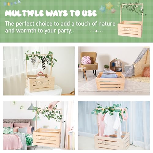 Wooden-Baby-Shower-Crate-Closet-Baby-Basket-with-Hangers-Letters-Leaf-Eucalyptus-Rattan-and-String-Lights-Storage-Crate-Hamper-Baby-Personailzed-Basket-for-Pregnancy-New-Parent Wooden Baby Shower Crate Closet Baby Basket with Hangers Letters Leaf Eucalyptus Rattan and String Lights Storage Crate Hamper Baby Personailzed Basket for Pregnancy New Parent