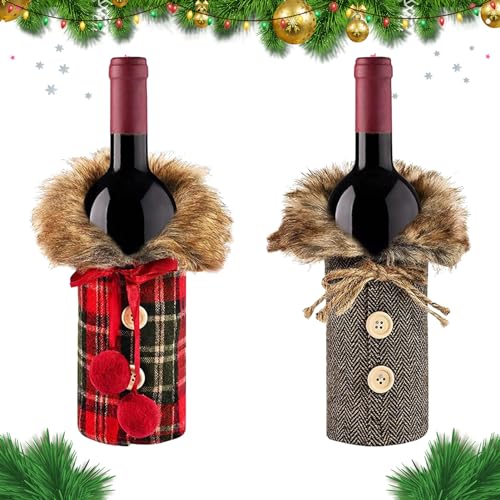 Weihnachten Weinflasche Abdeckung, 2 Stück Weihnachtsmann...