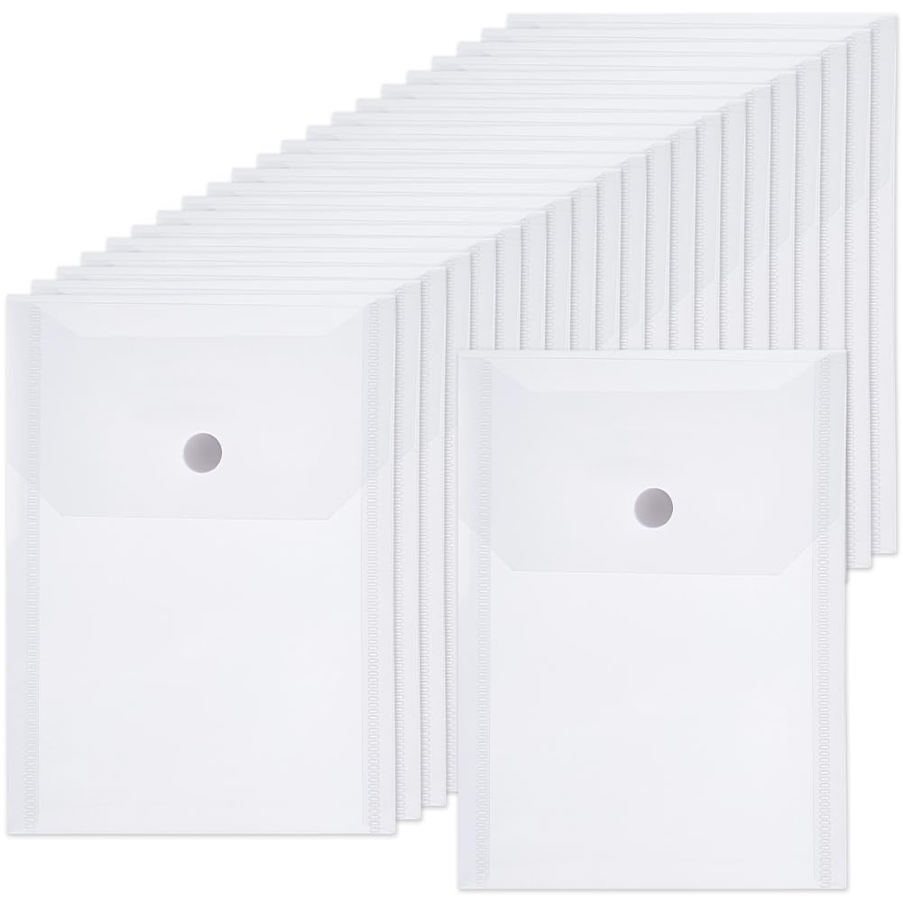 CREATCABIN 100 Busta Trasparente 12x17cm Buste Plastica Cartelle Portadocumenti Chiusura A Scatto Impermeabili Riutilizzabili Tasche Trasparenti Organizer per Scuola Ufficio Documenti Foto Adesivi