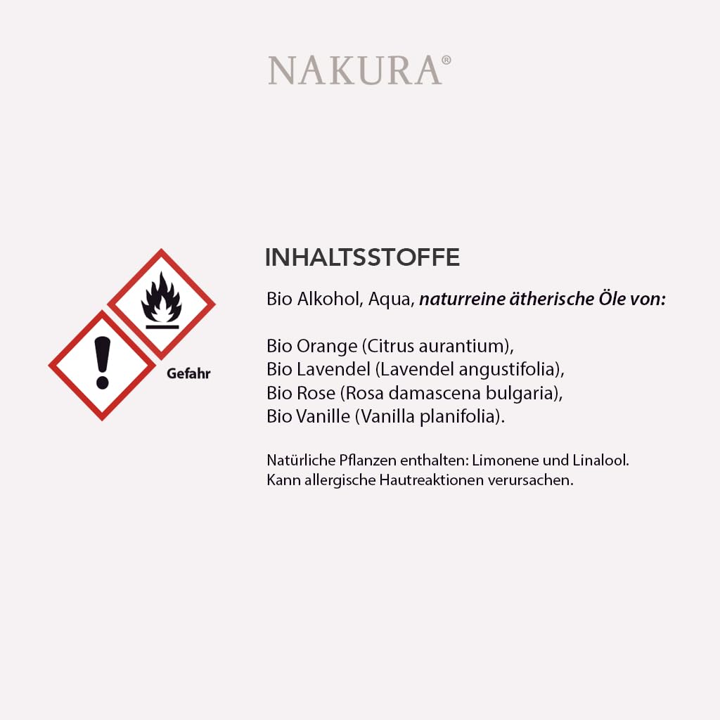 NAKURA® Bio Refill ORANGE – LAVENDEL 500 ml – Nachfüllflasche für Reed Diffuser & Raumspray – Violettglas – inkl. 15 Diffuserstäbchen – 100% naturreine ätherische Öle, ohne synthetische Duftstoffe