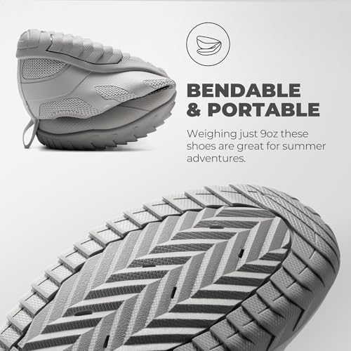 NORTIV 8 Barefoot Water Shoes for Women Men Minimalist Breathable & Comfortable Beach Swim Boat Pool Outdoor Walking Shoes, Zero Drop Sole, Seagull,Size M6/L7.5,Light Grey