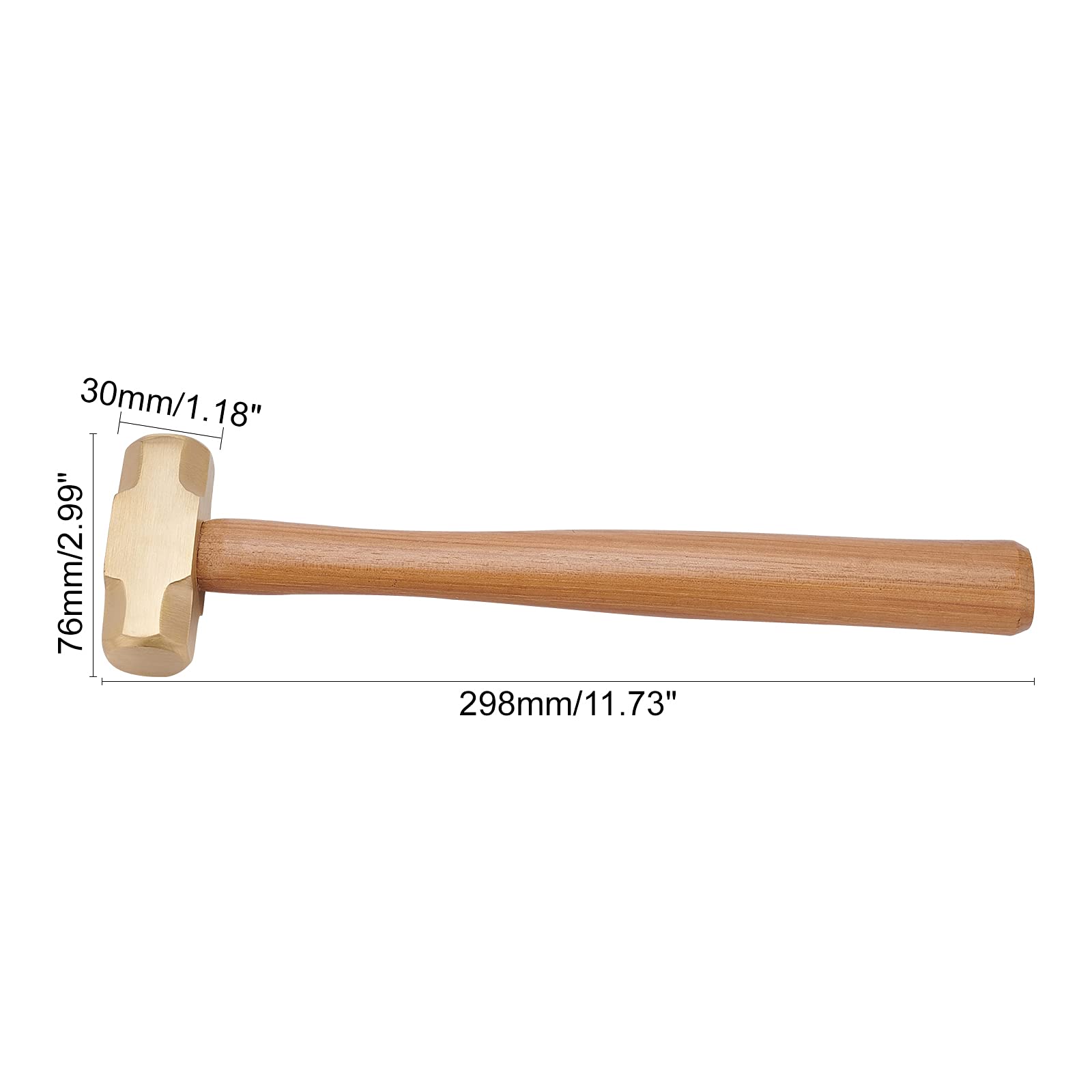 PH PandaHall Martello In Ottone Massiccio Da 1 libbra con Manico In Legno per Strumenti di Creazione di Gioielli, 298x76x30mm