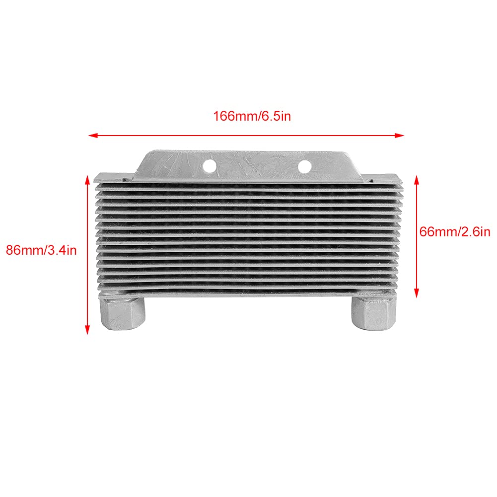 Radiatore radiatore olio motore in lega di alluminio argento, radiatore olio universale per moto, radiatore olio ad alte prestazioni a 15 file con filettatura interfaccia 12x1,25