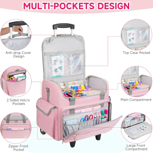 Image of Rolling Craft Bag, Large Craft Bag with Wheels for Scrapbook Supplies