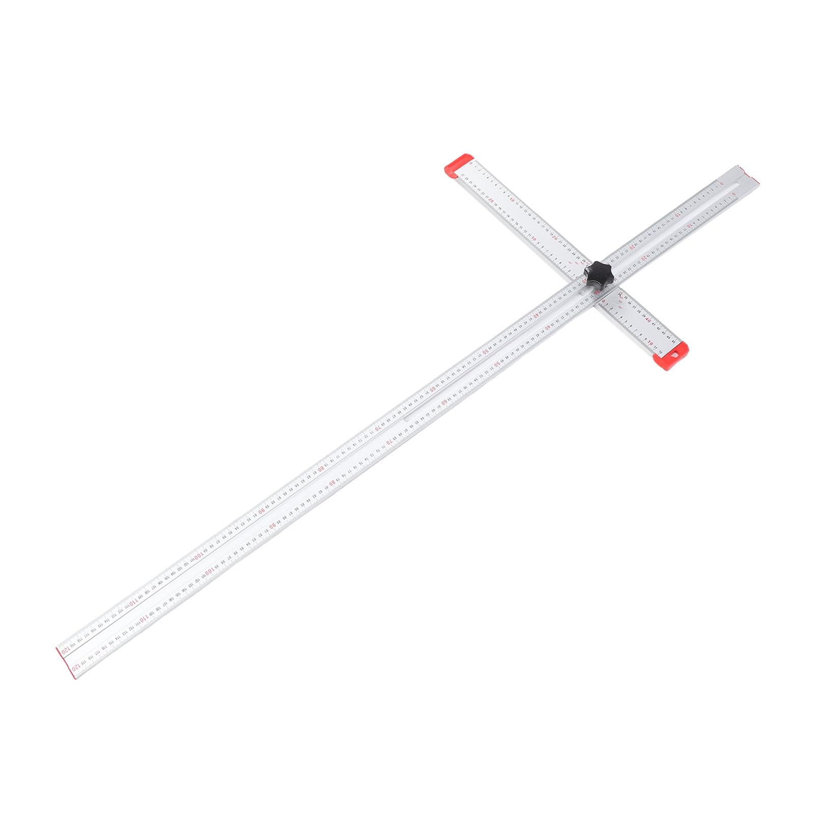 Eujgoov Regulowany Kątownik do Płyt Gipsowo-kartonowych 120 Cm Aluminiowy Przyrząd Pomiarowy, Linijka Wielokątna z głowicą przesuwną, Dwustronna Skala do okuć Meblowych, Znakowanie