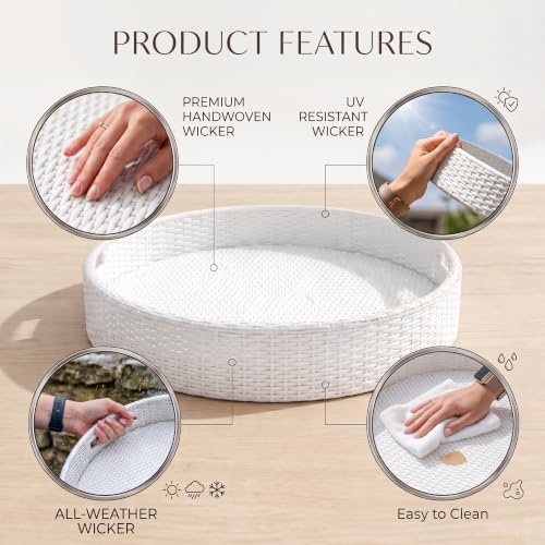Image of BRISHI Luxury Floating Serving Tray | Swimming Pool Floats for Adults for Sandbars, Spas, Bath, and Parties | Floating Tray for Pool Serving Drinks, Brunch, Food on The Water (White)
