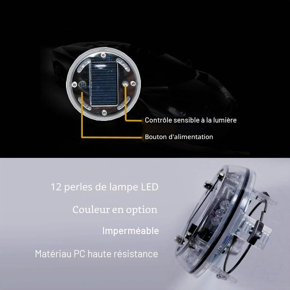 Éclairage LED clignotant à énergie solaire pour bouchons de valve de pneu de roue de voiture