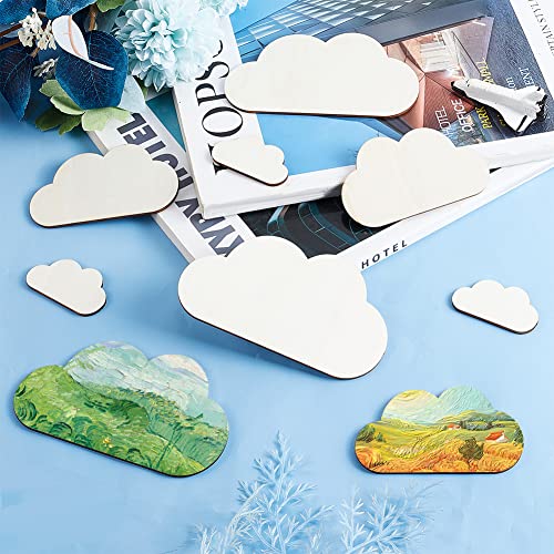 OLYCRAFT 36pcs 3 Sizes Burlywood Unfinished Wood Slices Cloud Shape Wooden Pieces Unfinished Blank Slices Natural Wood Cutouts for DIY Project Painting Drawing Home Party Decoration Crafts - Image 4