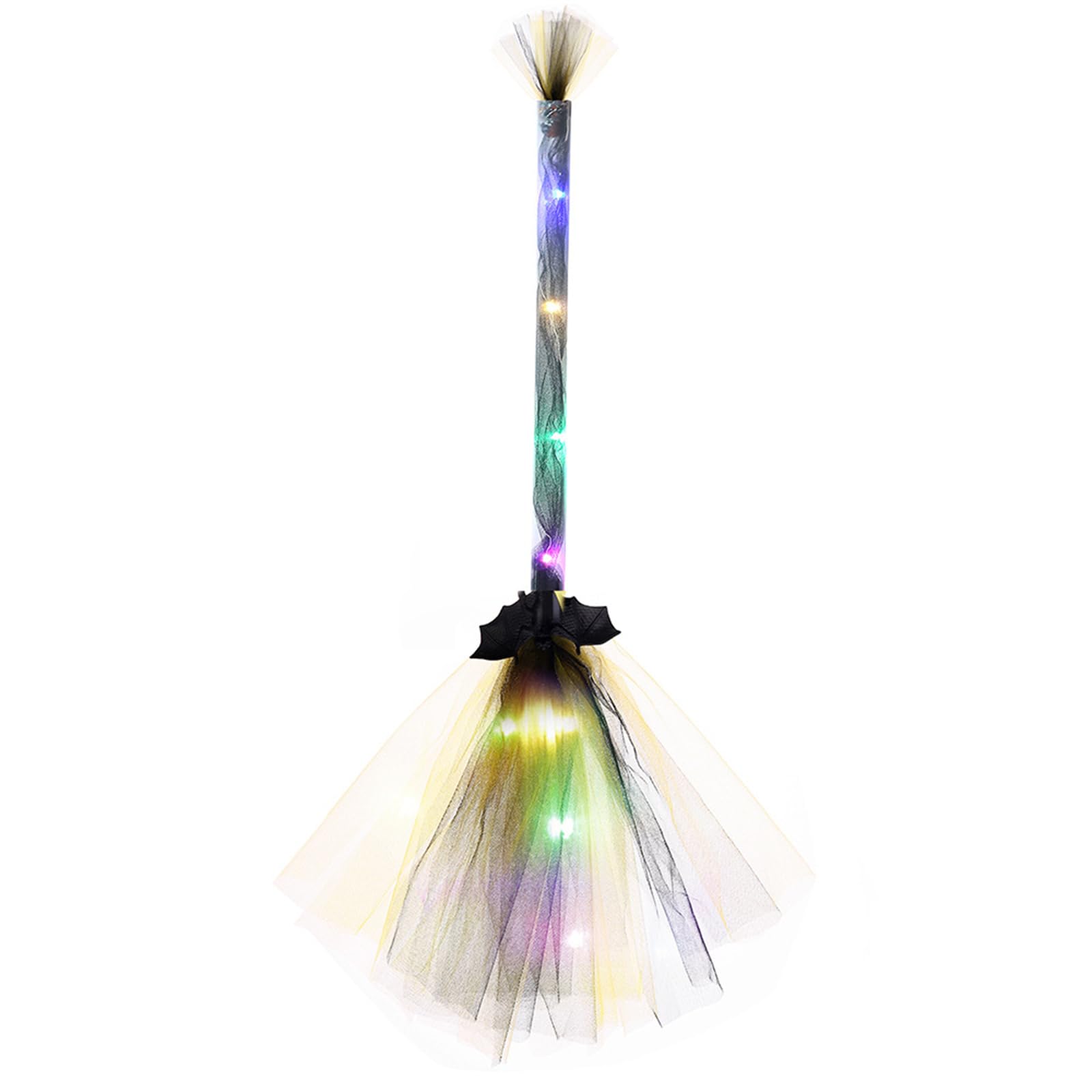 Elnwnnkc Lighted Witch Broom with LED Lights Halloween Witches Broomsticks Props Costume Accessories for Halloween Witch Broom