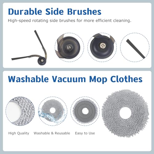 Image of Accessories Replacement for Roborock Qrevo S Pro /QV 35A / QV 35S | QR 598 / QR 798 Robot Vacuum, 2 Main Brushes, 6 Mop Cloths, 4 Filters, 6 Side Brushes, 4 Dust Bags, 2 Tools