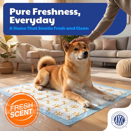 Image of American Kennel Club Advanced Puppy Pads with Color-Changing Health+ Indicator and Ultra Absorbent Quick Dry Gel - 22''x22'' Leakproof Training Pads for Dogs - Fresh Scented - 100 Count