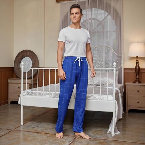 Image of Vulcanodon Mens Cotton Pajama Pants, Lightweight Sleep Pants for Men