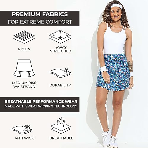 Dona Jo Ultimate Women's Active Performance Dri Fit Skirt - A-line Tennis and Golf Skort w/Shorts & Pockets for Sports - Image 6