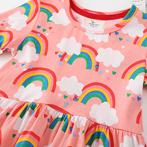 Toddler Sunflower Dress Girls Rainbow Dress Girls Spring Dress Girls Summer Dress Girls Cute Rainbow Dress Girls Outfit (Pink, 5 Years)3