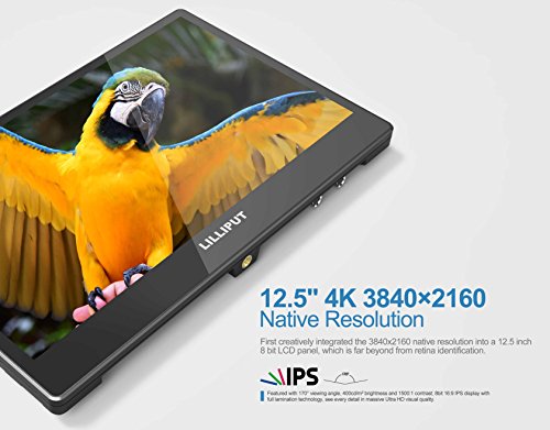 Image of LILLIPUT A12-12.5 inch 4K Monitor 3840 x 2160 with HDMI, Displayport and SDI connectivity with V-Mount Battery Plate