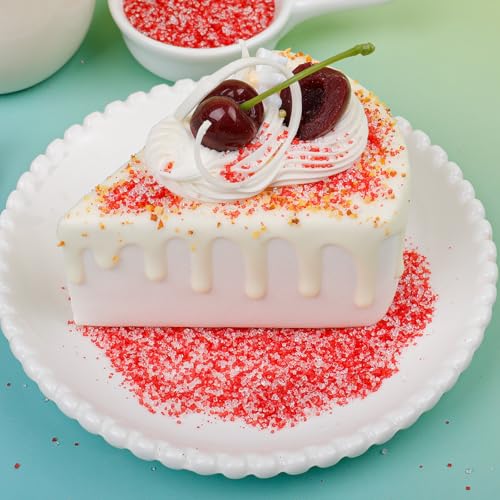 Image of Red & White Sanding Sugar Sprinkles, 4.6 oz Edible Peppermint Sparkling Sugar Crystals for Baking Topping, Cupcakes, Cookies, Ice Cream & Cake Decorating, Wedding Valentines Christmas Holiday Supplies