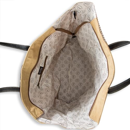 Image of Myra Bag Weekender Bag for Women - Western Upcycled Canvas & Leather Shoulder Bag Sundown River