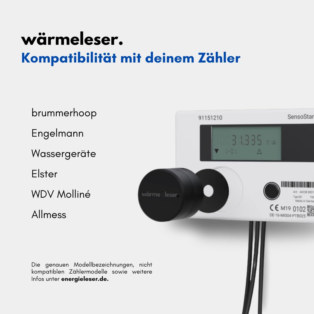 WLAN Lesekopf für Wärmemengenzähler & Wärmezähler mit App, Energieverbrauch messen, optische Schnittstelle, USB-C, Plug & Play, Home Assistant