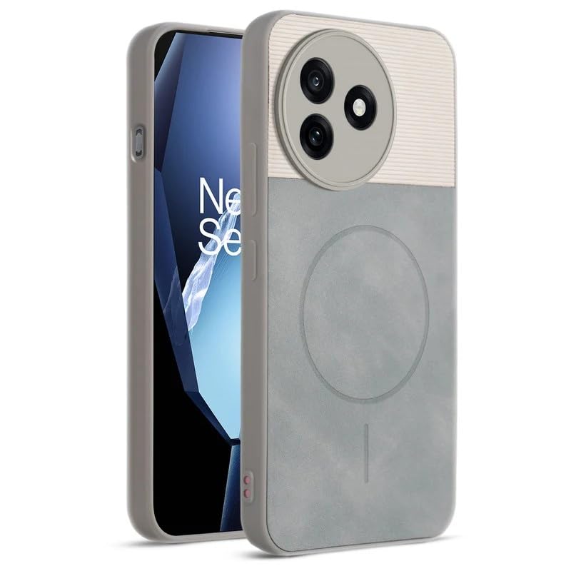 Image of Bintage Mac Safe Design Hard Slim Back Case | Soft Border Camera Protect | Dual PU Leather Finish Back Cover Compatible for Vivo Y39 5G - White & Grey