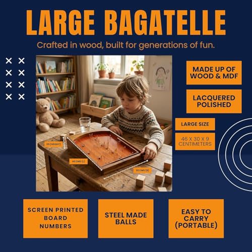 Nagina International Bagatelle Pinball Game on Traditional Wooden Craft Table | Gifts and Exclusive Games (Large) - Thumbnail 3