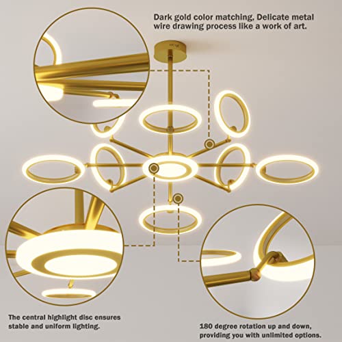 Ouqi Modern Ceiling Light Stepless Dimming Led Ceiling Light Fixture With Remote 61.2In Chandelier 120W/10800Lm 2800-7000K Led Ceiling Lamp For Living Room Bedroom Dining Room Kitchen Children's Room #TOP3