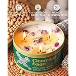 AOOVOO Sage Candle for Cleansing - 3 Wick 12oz Large Scented Candle with Crystals & Sage Leaves Inside, Soy Candles Non Toxic for Meditation Spiritual Gift, Aromatherapy Candle for Women Men - Image 3