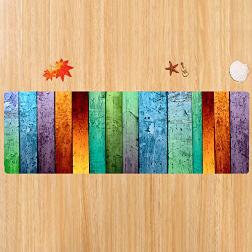 Colored Old Wooden Boards Print Foam Bath Rugs And Doormats Non Slip Absorbent Super Cozy Flannel Bathroom Rug Carpet 71 X 24 Inches #TOP5