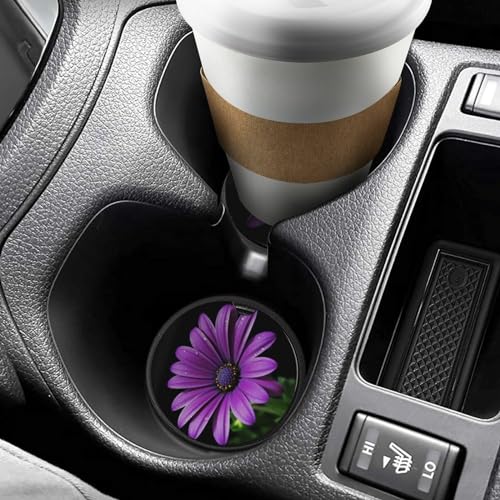 Portavasos para autos, Pack de 2, Madera, Diseño Daisy miniatura 6