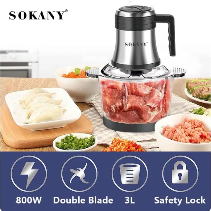 Miniatura 2 de Sokany Wonder SK-7026 - Procesador de alimentos (800 W, 12 tazas de vidrio