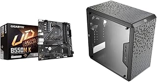 GIGABYTE B550M K & Cooler Master MasterBox Q300L Micro-ATX Tower with Magnetic Design Dust Filter, Transparent Acrylic Side Panel, Adjustable I/O & Fully Ventilated Airflow, Black