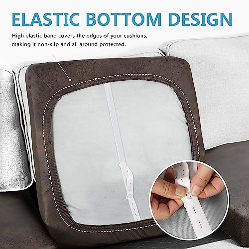 Anarachon Leather Look Couch Cushion Covers Sofa Seat Slipcovers Sets Couches Furniture Protector For Sectional Armchair Loveseat Pets Kids Stretch Spandex Fabric thumb #2