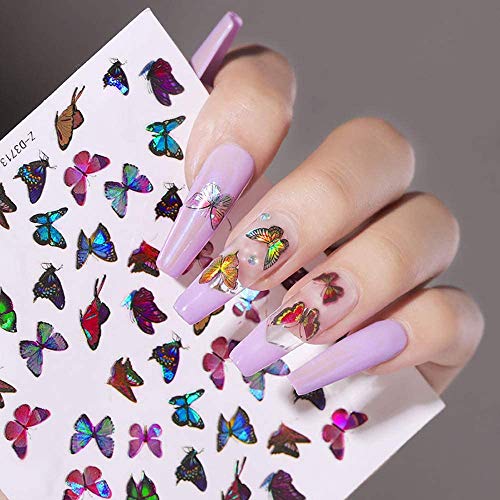 48 × Nagelaufkleber Sticker, Butterfly Nail Art Sticker, Blumen Schmetterling Nail Tattoo Selbstklebend, 3D Nail Art… – Bild 4