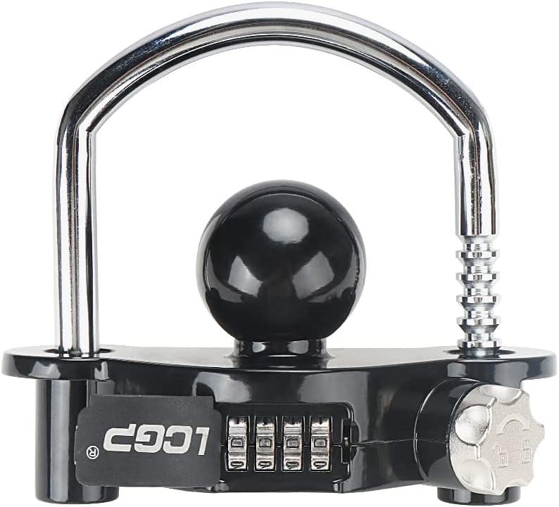 LCGP Heavy-Duty Trailer Hitch Combination Lock - Fits 1-7/8", 2", 2-5/16" Couplers, Adjustable 11 Positions, Rust-Proof Steel Security